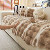Winter Plush Irregular Faux-Rabbit Nonslip Sofa/Couch Cover