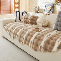 Winter Plush Irregular Faux-Rabbit Nonslip Sofa/Couch Cover