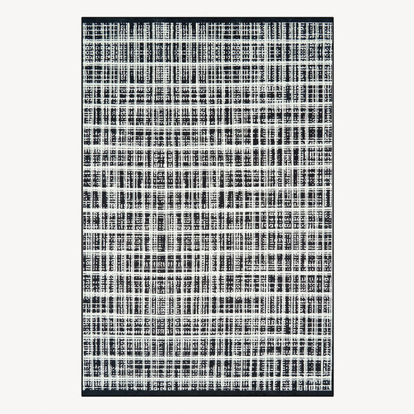 Easy Clean Washable Rug Urban Weave Monochrome Plaid Design Durable Spillproof Pet-Friendly Non-Slip Pad Living Room Area Rug
