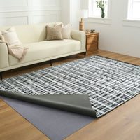 Easy Clean Washable Rug Urban Weave Monochrome Plaid Design Durable Spillproof Pet-Friendly Non-Slip Pad Living Room Area Rug
