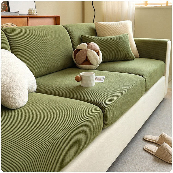 Vertical Stripe Corduroy Stretch Sofa Cover – Anti-Scratch, Full-Cover Pet Protector