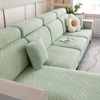 WaveLuxe Ripple Stretch Sofa Cover – Anti-Scratch, Full-Cover Pet Protector