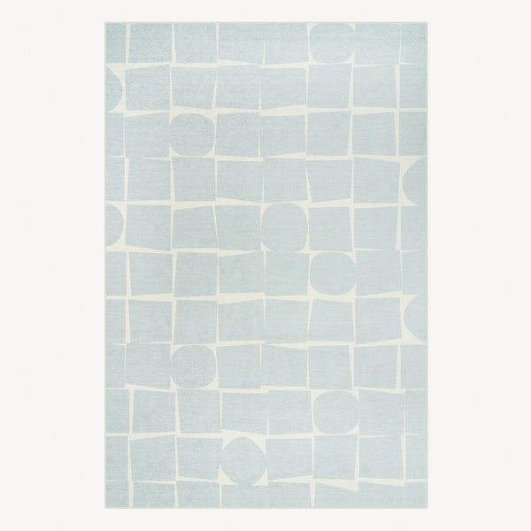 Easy Clean Washable Rug Minimalist Neutral Abstract Mosaic Design Durable Spillproof Pet-Friendly Non-Slip Pad Living Room Area Rug