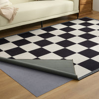 Easy Clean Washable Rug Timeless Noir Checkered Design Durable Spillproof Pet-Friendly Non-Slip Pad Living Room Area Rug