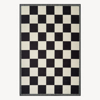 Easy Clean Washable Rug Timeless Noir Checkered Design Durable Spillproof Pet-Friendly Non-Slip Pad Living Room Area Rug