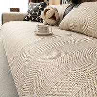 Modern Herringbone Faux-Linen Nonslip Sofa/Couch Cover