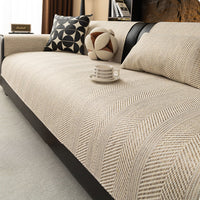 Modern Herringbone Faux-Linen Nonslip Sofa/Couch Cover