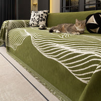 Soft Plush Waveline Harmony Pet-Durable Friendly Multi-Purpose Machine Washable Sofa Cover – Woven Throw Couch Protector
