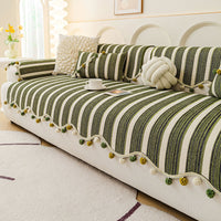 Chic Stripe Pom-Pom Non-Slip Sofa/Couch Cover