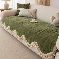 Elegant Stripe Pom-Pom Chenille Nonslip Sofa/Couch Cover