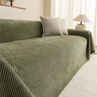 Ribbed Stripe Spill-Resistant Chenille Sofa Cover