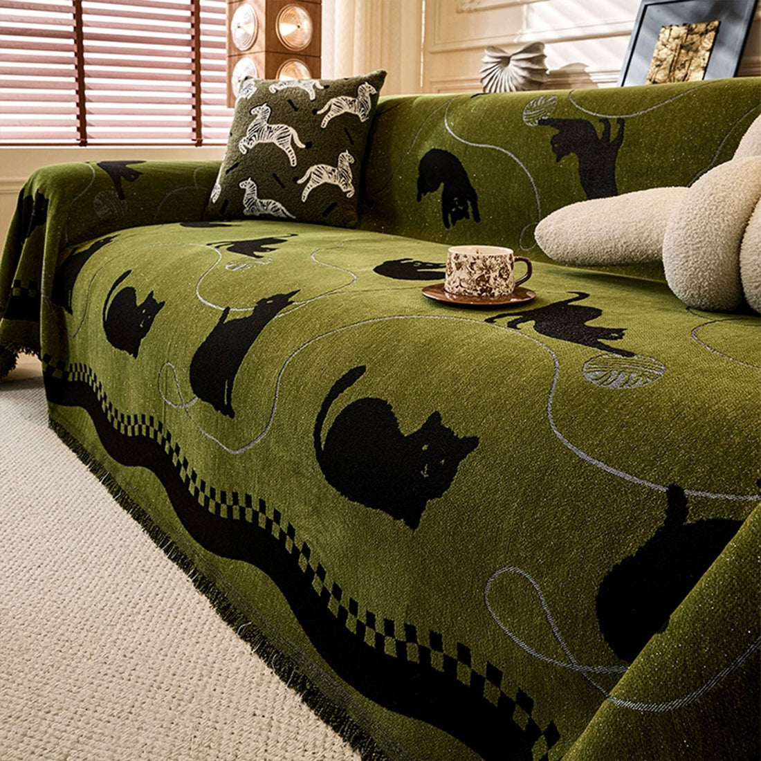 Whisker Wonderland Chenille Sofa Cover
