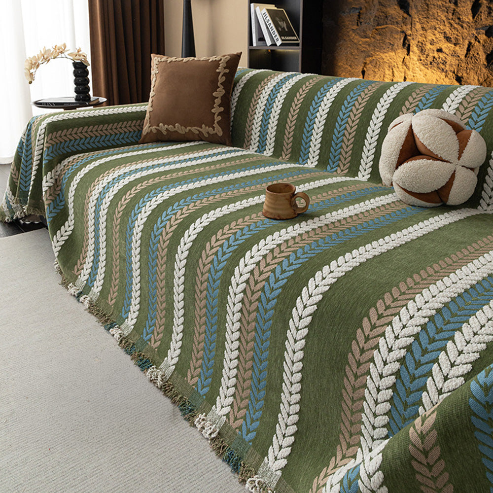 Modern Striped Chenille Sofa Cover