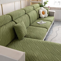 WaveLuxe Ripple Stretch Sofa Cover – Anti-Scratch, Full-Cover Pet Protector