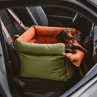 Urban Voyager Faux Leather Dog Car Booster Seat Bed with Safety Leash