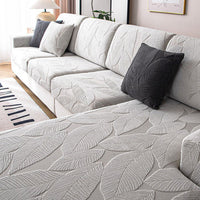 Modern Leaf Velvet Jacquard Stretch Sofa Cover – Spill-Resistant, Pet Friendly & Durable, Full Wrap Design
