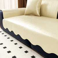 Scalloped Spill-Resistant Leathaire Non-slip Sofa Cover
