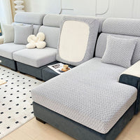 Elegant Chevron Jacquard All-Season Stretch Sofa Cover – Full Wrap, Anti-Slip & Anti-Scratch Protection