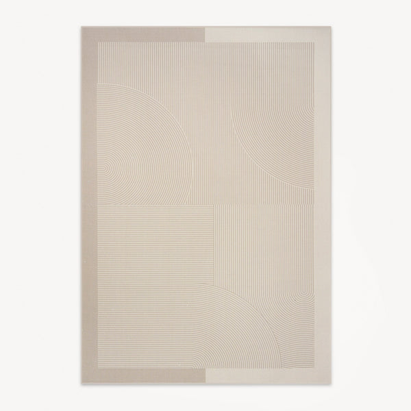 Easy Clean Rug Sand Ripple Border Spillproof Pet-Friendly Minimalist Living Room Area Rug