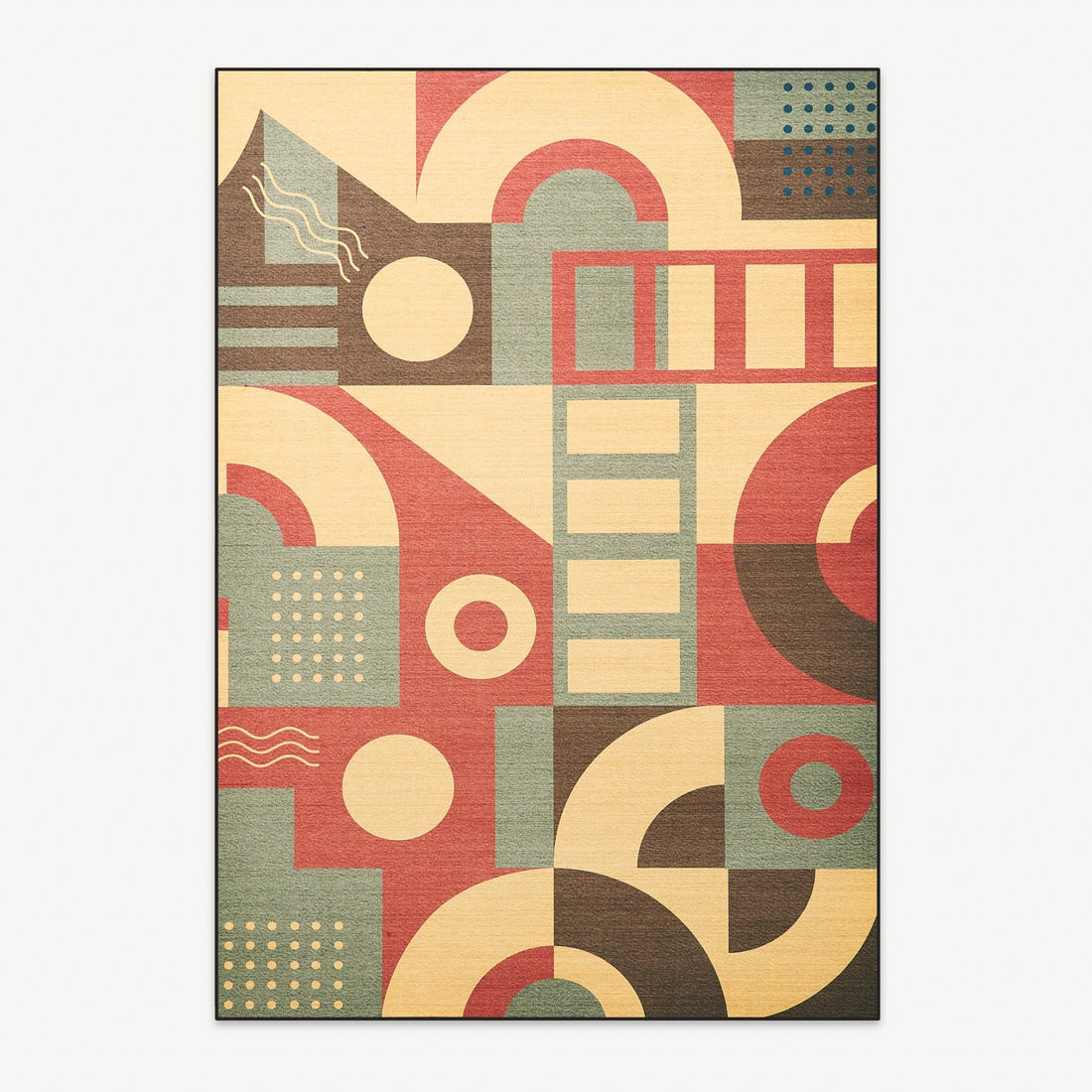 Easy Clean Rug Retro Geometric Spillproof Pet-Friendly Modern Living Room Area Rug