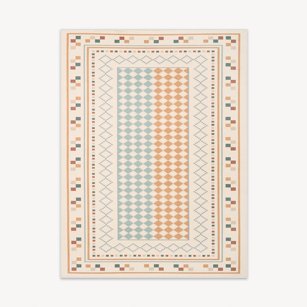Easy Clean Rug Vintage Geometric Spillproof Non-Slip Pet-Friendly Bedroom Hallway Area Rug