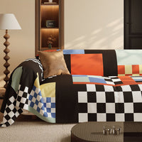 Retro Bold Block Arcade Pattern Breathable Sofa Cover Soft Easy-to-Clean Couch Protection for a Home Upgrade
