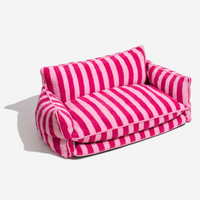 Striped Faux Lambswool Dog & Cat Sofa Bed with Double-Layer Comfort