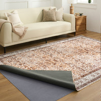 Easy Clean Washable Rug Rustic Latte Persian Minimalist Design Durable Spillproof Pet-Friendly Non-Slip Pad Living Room Area Rug