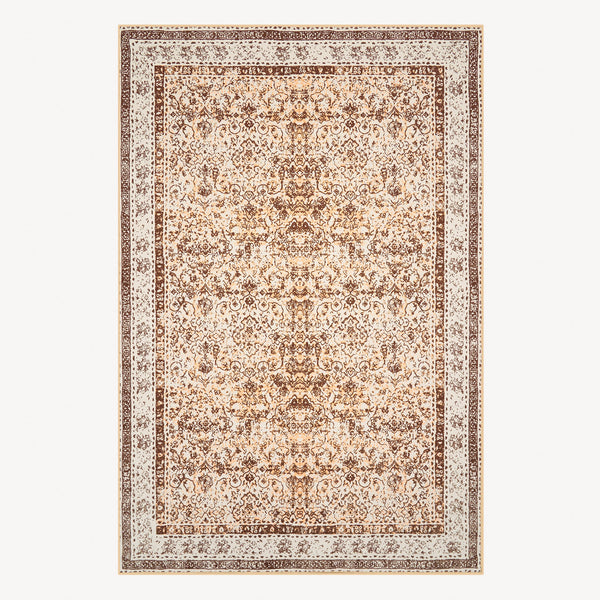 Easy Clean Washable Rug Rustic Latte Persian Minimalist Design Durable Spillproof Pet-Friendly Non-Slip Pad Living Room Area Rug