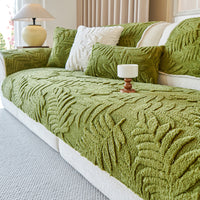 Plush Leaf Chenille Nonslip Sofa Cover