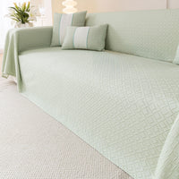 Cooling Geometric Quilted Modern Multi-Color Pattern Soft Pet-Friendly Durable Sofa Cover – Minimalist Textured Hassle-Free Throw Couch Protector