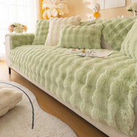 Cloud Plush Wave Faux Rabbit Fur Nonslip Sofa/Couch Cover