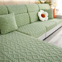 Cozy Weave Milk-Velvet Stretch Sofa Cover – Full Wrap, Anti-Slip Protection