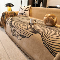 Soft Plush Waveline Harmony Pet-Durable Friendly Multi-Purpose Machine Washable Sofa Cover – Woven Throw Couch Protector