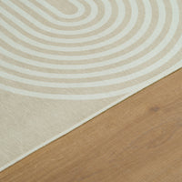 Easy Clean Washable Rug Soft Sand Elegance Arc Minimalist Design Durable Spillproof Pet-Friendly Non-Slip Pad Living Room Area Rug