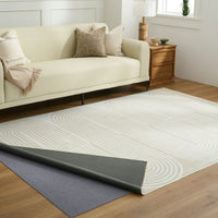 Easy Clean Washable Rug Soft Sand Elegance Arc Minimalist Design Durable Spillproof Pet-Friendly Non-Slip Pad Living Room Area Rug