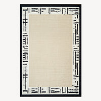 Easy Clean Washable Rug Modern Abstract Bordered Neutral Design Durable Spillproof Pet-Friendly Non-Slip Pad Living Room Area Rug