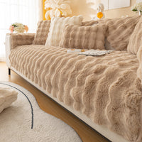 Cloud Plush Wave Faux Rabbit Fur Nonslip Sofa/Couch Cover