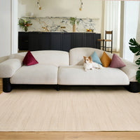 Easy Clean Washable Rug Natural Woven Stripes Durable Pet-Friendly Spillproof Removable Non-Slip Pad Living Room Area Rug
