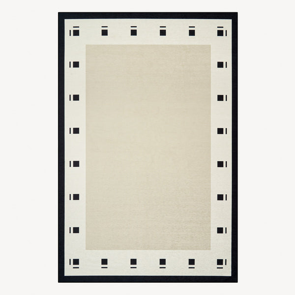 Easy Clean Washable Rug Modern Chic Geometric Glyph Border Design Durable Spillproof Pet-Friendly Non-Slip Pad Living Room Area Rug