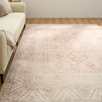 Easy Clean Washable Rug Boho Gemoetric Rustic Desert Design Durable Spillproof Pet-Friendly Non-Slip Pad Living Room Area Rug