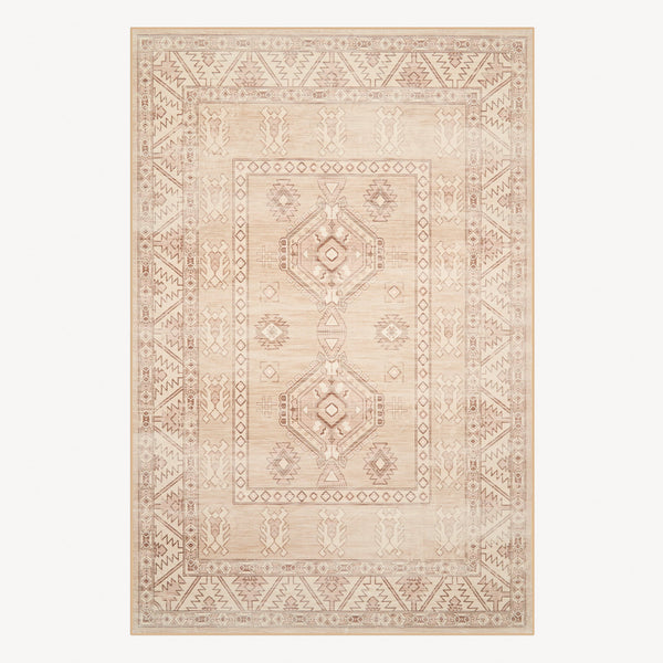 Easy Clean Washable Rug Boho Gemoetric Rustic Desert Design Durable Spillproof Pet-Friendly Non-Slip Pad Living Room Area Rug