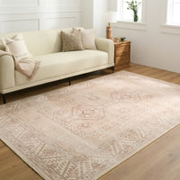 Easy Clean Washable Rug Boho Gemoetric Rustic Desert Design Durable Spillproof Pet-Friendly Non-Slip Pad Living Room Area Rug