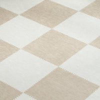 Easy Clean Washable Rug Timeless Beige Checkered Design Durable Spillproof Pet-Friendly Non-Slip Pad Living Room Area Rug