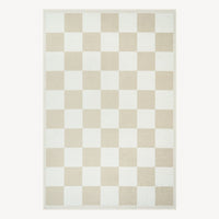 Easy Clean Washable Rug Timeless Beige Checkered Design Durable Spillproof Pet-Friendly Non-Slip Pad Living Room Area Rug