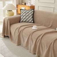 Soft Breathable Herringbone Pet-Friendly Multi-Purpose Minimalist Sofa Cover – Woven Throw Couch Protector