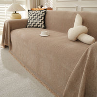 Soft Breathable Herringbone Pet-Friendly Multi-Purpose Minimalist Sofa Cover – Woven Throw Couch Protector