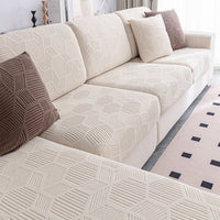 Spill-Resistant Honeycomb Jacquard Stretch Sofa Cover – Full-Cover Pet-Friendly Couch Protector
