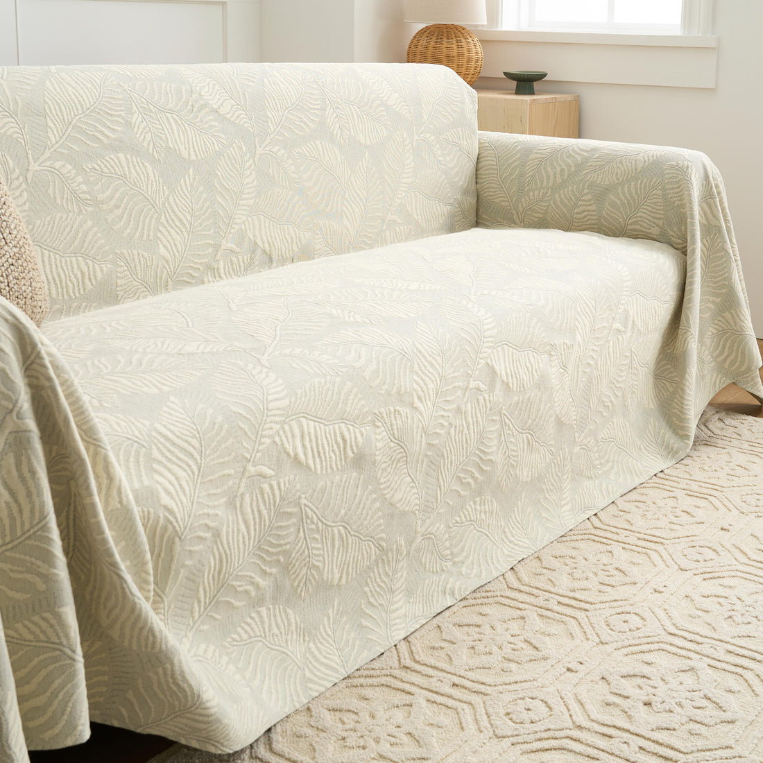 Neutral Leaves Sofa Cover