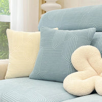 Elegant Linear Jacquard Stretch Sofa Cover – Full Wrap, Anti-Slip Protection